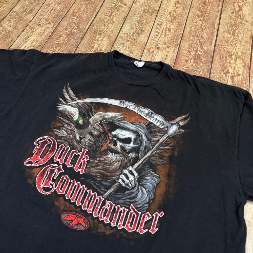 Duck Commander Fear The Beard T Shirt Mens XXL Black Graphic Tee Short Sleeve